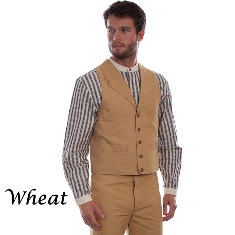 (image for) Heavy Cotton Canvas Western Vest with Notched Lapels