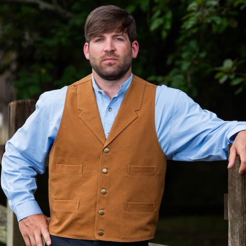 (image for) Abilene Old West Cotton Canvas Vest Notched Lapels