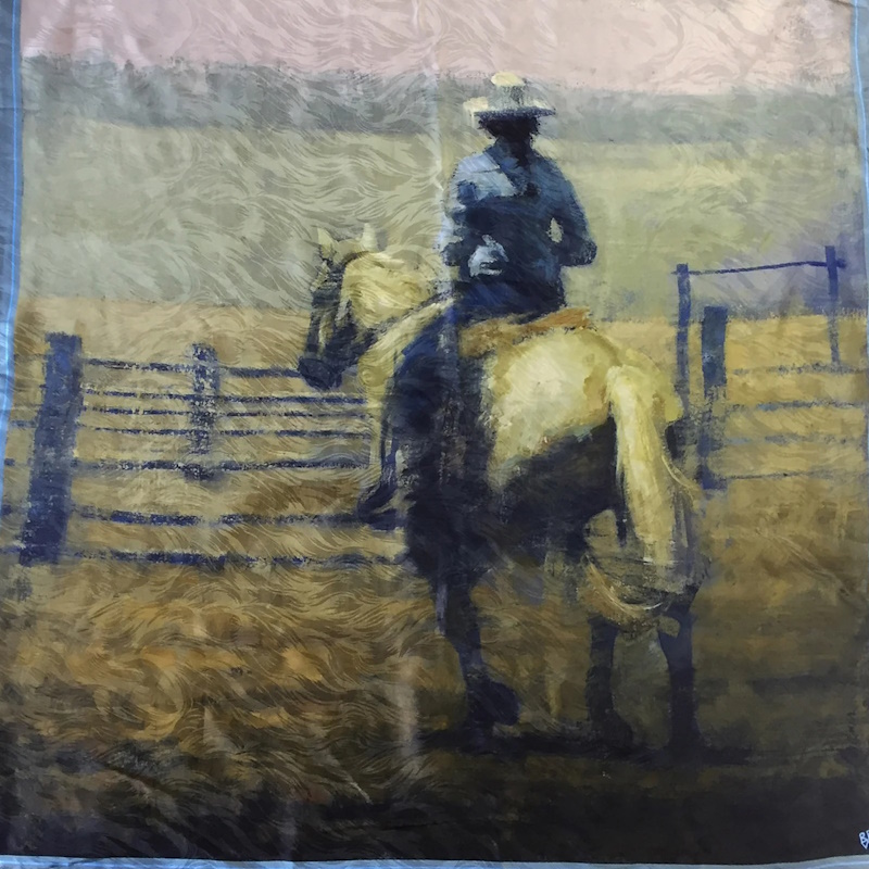 (image for) Limited Edition Cowgirl in the Corral Silk Scarf by Terry Gardner