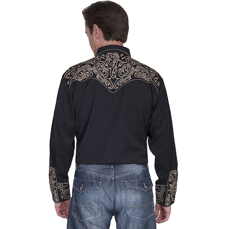 (image for) Western Snap Shirt with Embroidered Scroll Pattern Yokes