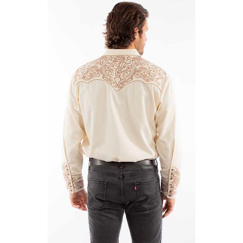 (image for) Western Snap Shirt with Embroidered Scroll Pattern Yokes