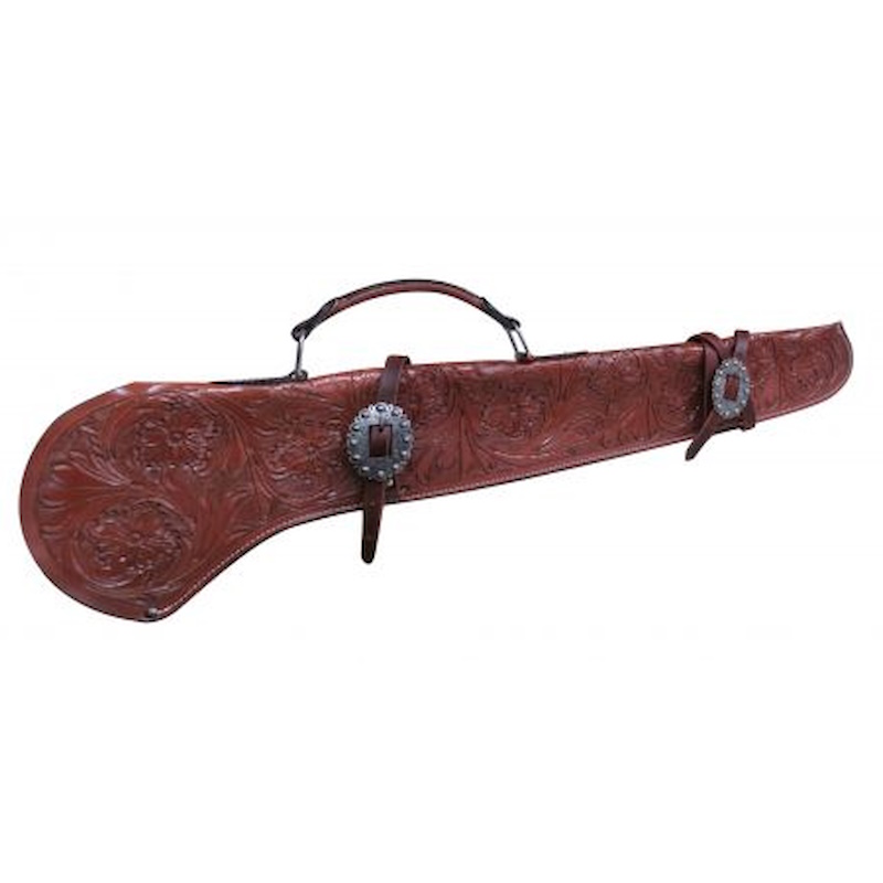 (image for) Floral Tooled Leather Rifle Scabbard with Engraved Buckles