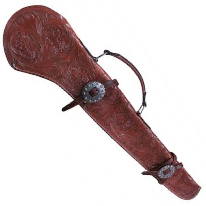 (image for) Floral Tooled Leather Rifle Scabbard with Engraved Buckles