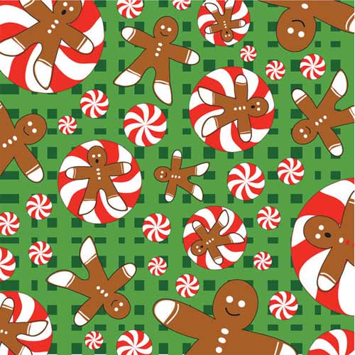 (image for) Gingerbread Men Christmas Candy Bandanna 22 X 22