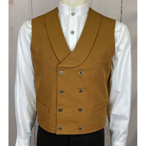 (image for) Double Breasted Vest Cotton Canvas Duck Shawl Lapels