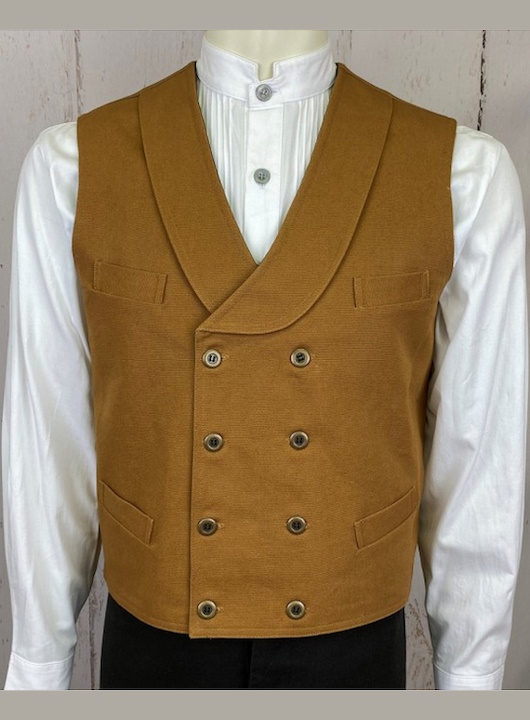 (image for) Double Breasted Vest Cotton Canvas Duck Shawl Lapels