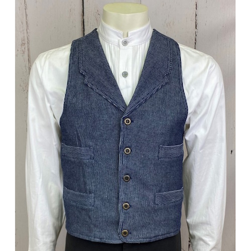 (image for) Denim Vest Old West Four Pocket Front Notched Lapels