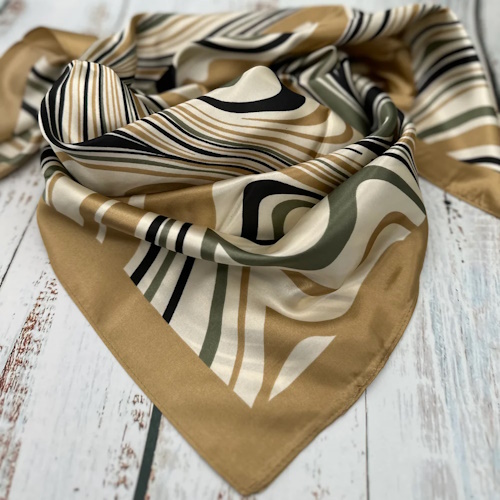 (image for) Olive Tan Swirl Design Wild Rag