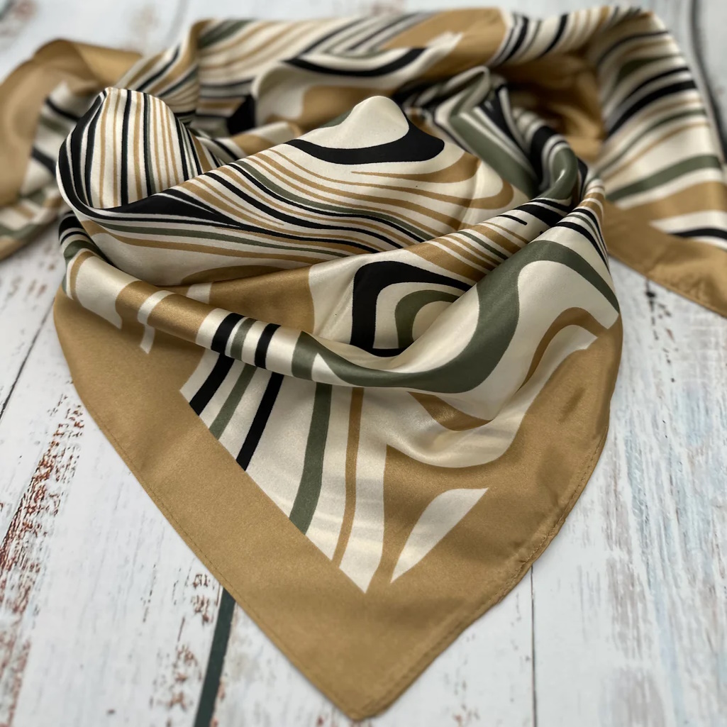 (image for) Olive Tan Swirl Design Wild Rag