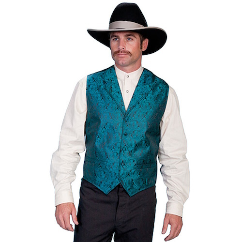 (image for) Western Classic Polyester Vest Paisley with Notched Lapels