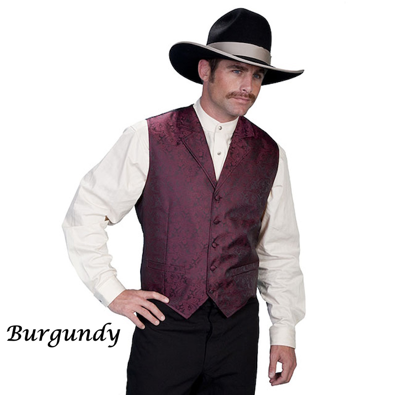 (image for) Western Classic Polyester Vest Paisley with Notched Lapels