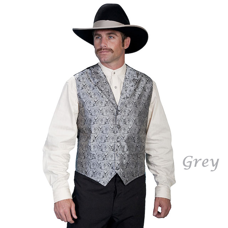 (image for) Western Classic Polyester Vest Paisley with Notched Lapels