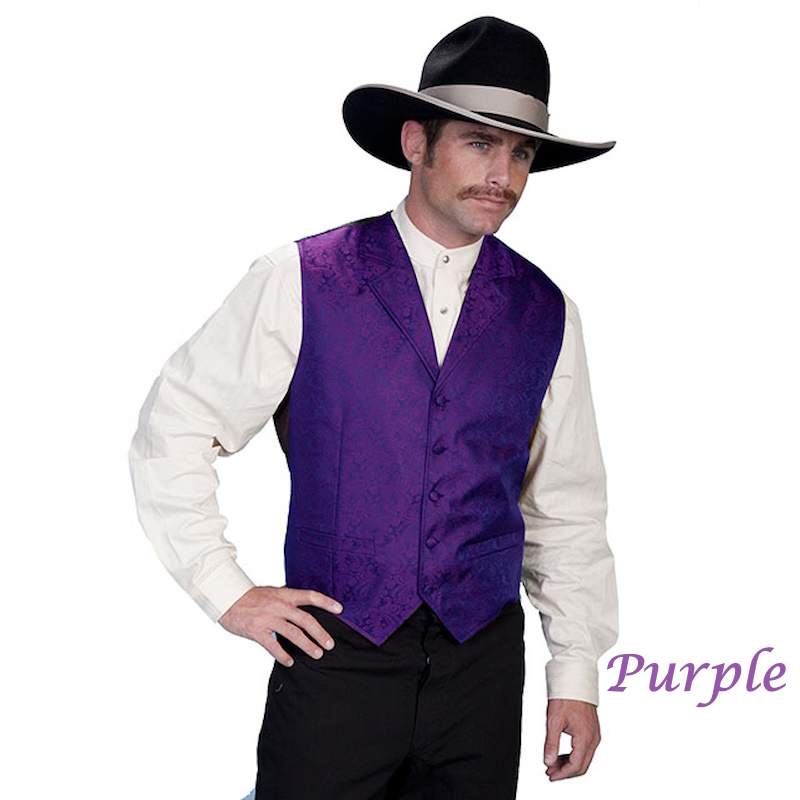 (image for) Western Classic Polyester Vest Paisley with Notched Lapels