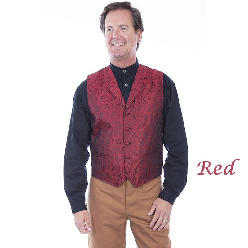 (image for) Western Classic Polyester Vest Paisley with Notched Lapels