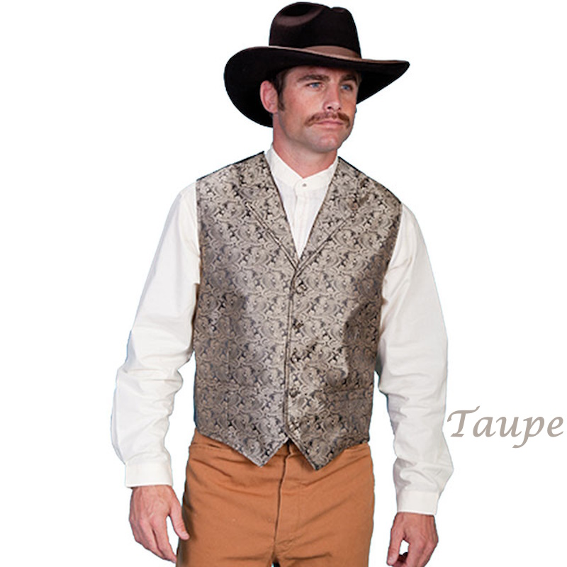 (image for) Western Classic Polyester Vest Paisley with Notched Lapels