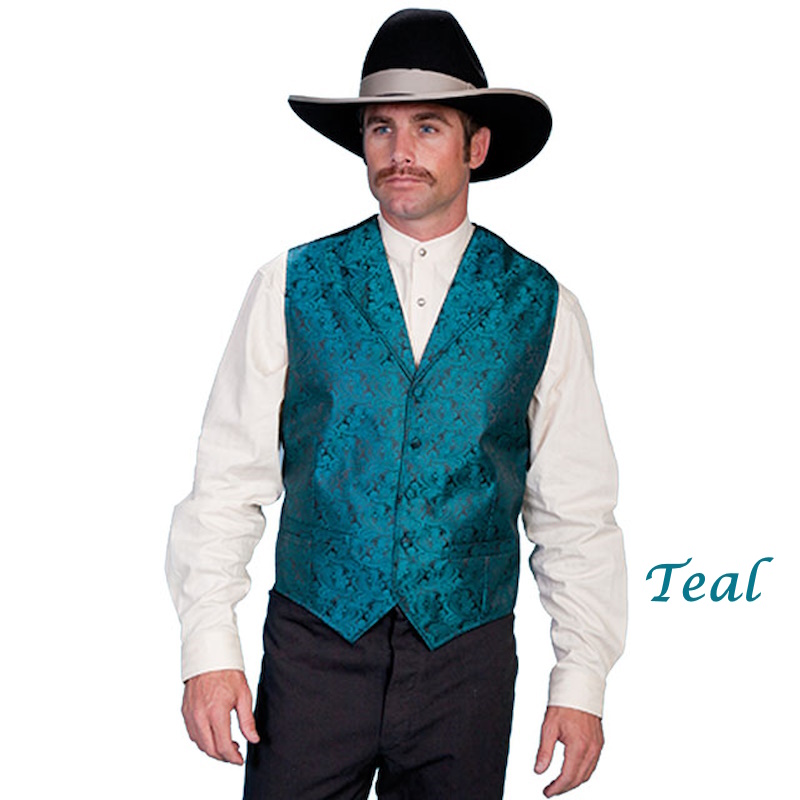 (image for) Western Classic Polyester Vest Paisley with Notched Lapels