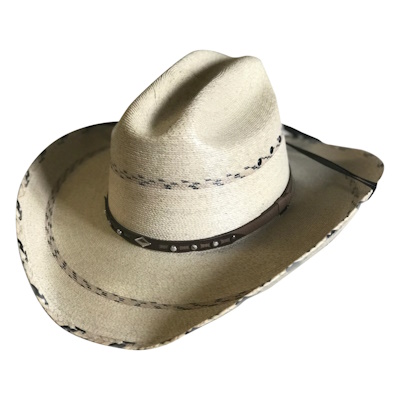 (image for) Premium Palm Straw Cattleman Western Cowboy Hat with Chin Cord