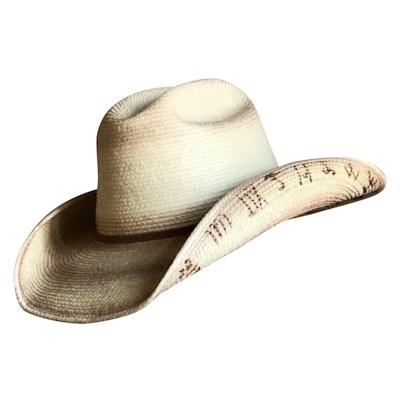 (image for) Palm Straw Western Cowboy Hat with Cattleman Brands