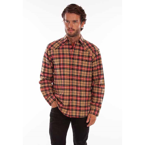 (image for) Western Plaid Cotton Flannel Button Up Shirt