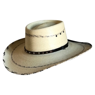 (image for) Premium Palm Straw Bolero Style Western Cowboy Hat with Chin Cord