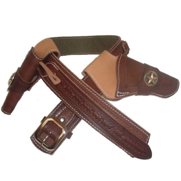 (image for) 1906 Texas Ranger Frank Hamer Style Gun Belt & Single Loop Half Breed Holsters