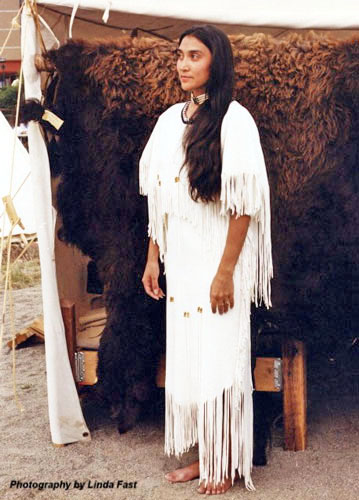 (image for) Buckskin Dress White Deerskin with Long Fringe