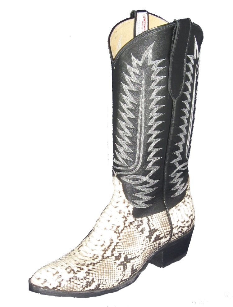 (image for) Natural Python Backcut Western Fancy Stitch Cowboy Boots