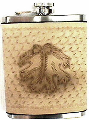 (image for) Acorn Hand Tooled Western Style 8 Ounce Hip Flask