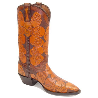 (image for) Bad Bones Hand Tooled Leather Cowboy Boots