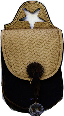 (image for) Basketweave Hand Tooled Western Leather Horn Bag