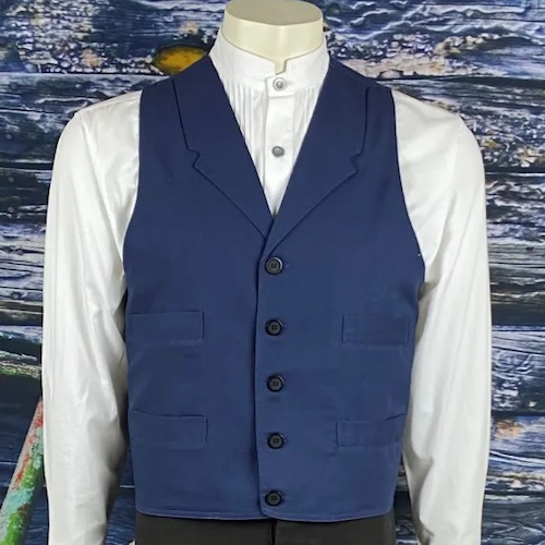 (image for) Western Pecos Cotton Vest Four Pockets & Notched Lapels