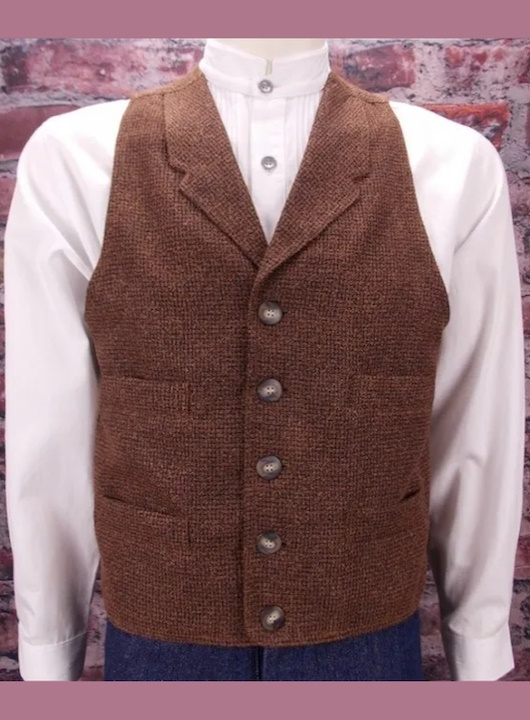 (image for) Western Pecos Cotton Vest Four Pockets & Notched Lapels