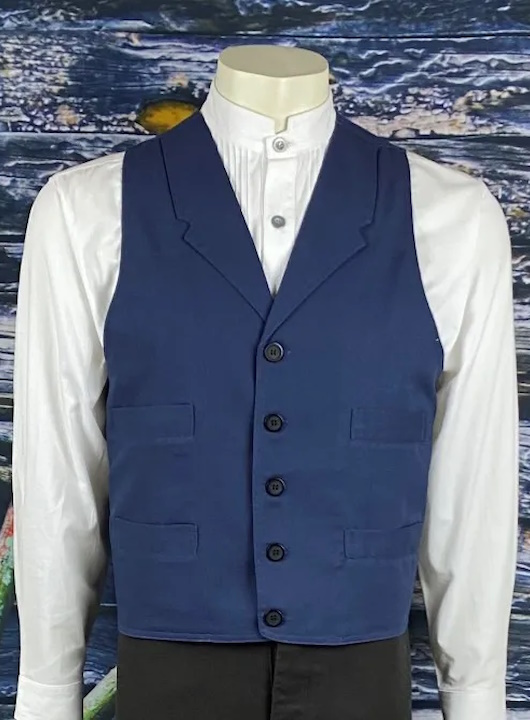 (image for) Western Pecos Cotton Vest Four Pockets & Notched Lapels