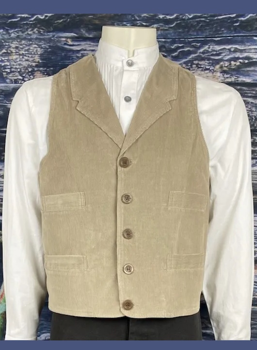 (image for) Western Pecos Cotton Vest Four Pockets & Notched Lapels