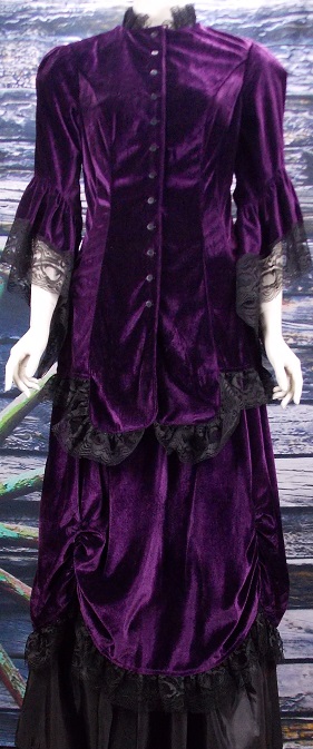 (image for) Ladies Victorian Old Frontier Velvet And Lace Dress Ensemble