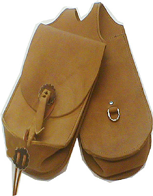 (image for) Large Double Pocket Western Leather Horn Bag