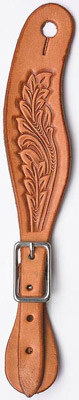 (image for) Natural Tan Leaf Tooling Western Leather Spur Strap