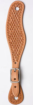 (image for) Natural Tan Waffle Tooling Western Leather Spur Strap