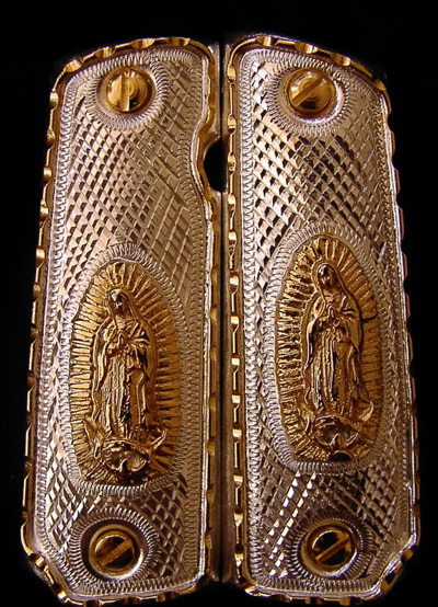 (image for) Our Lady of Guadalupe Silver & Gold Plate Pistol Grips