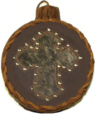 (image for) Studded Cross Leather Covered Old West Two Quart Canteen