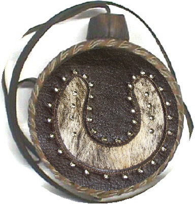 (image for) Studded Horseshoe Leather Covered Old West Two Quart Canteen