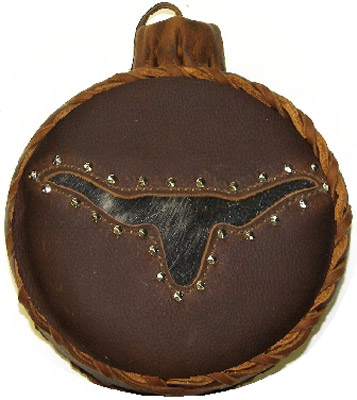 (image for) Studded Longhorn Leather Covered Old West Two Quart Canteen