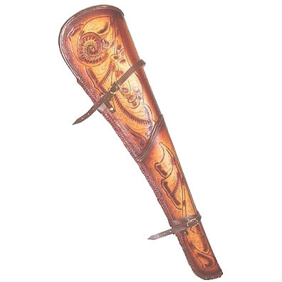 (image for) Western Tooled Leather Rifle Saddle Scabbard