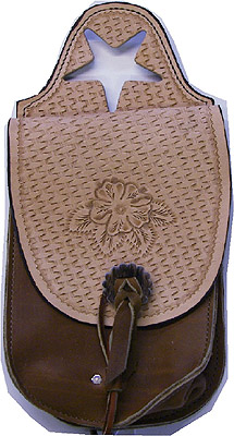 (image for) Wild Rose Hand Tooled Western Leather Horn Bag