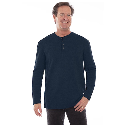 (image for) Heavy Cotton Rib Knit Henley Long Sleeve Pullover