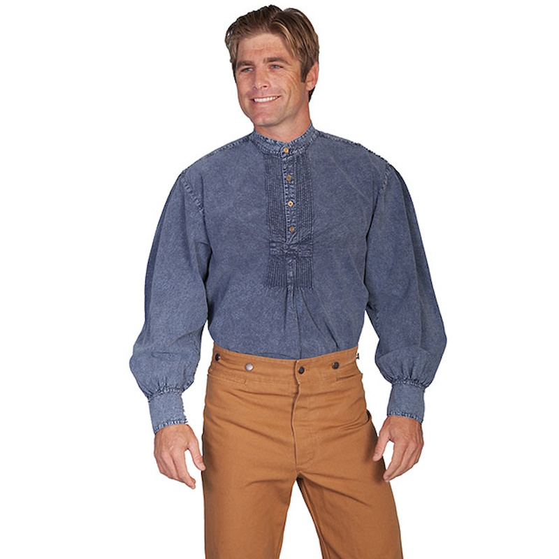 (image for) Western Shirt with Puff Sleeves and Band Collar