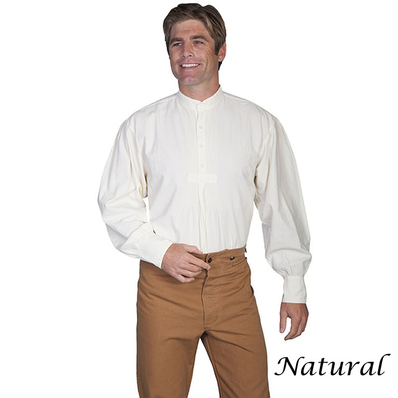 (image for) Western Shirt with Puff Sleeves and Band Collar