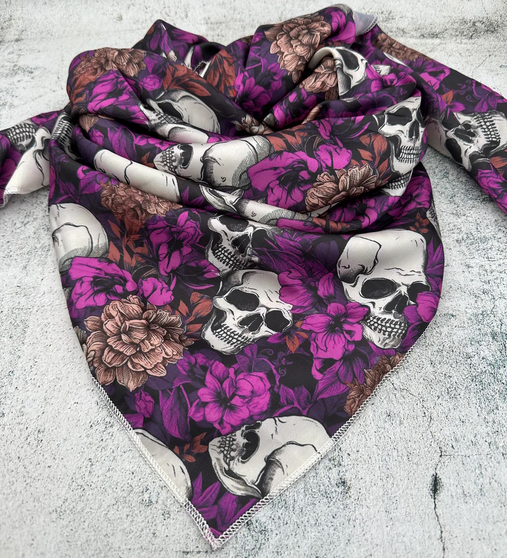 (image for) Purple Skull Garden Design Wild Rag