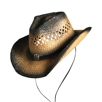 (image for) Raffia Straw 2-Tone Pinch Crease Western Cowboy Hat