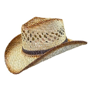 (image for) Raffia Full Vent Distressed Brown Band Straw Western Cowboy Hat